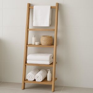 Freestanding Ladder Bathroom Towel Shelf